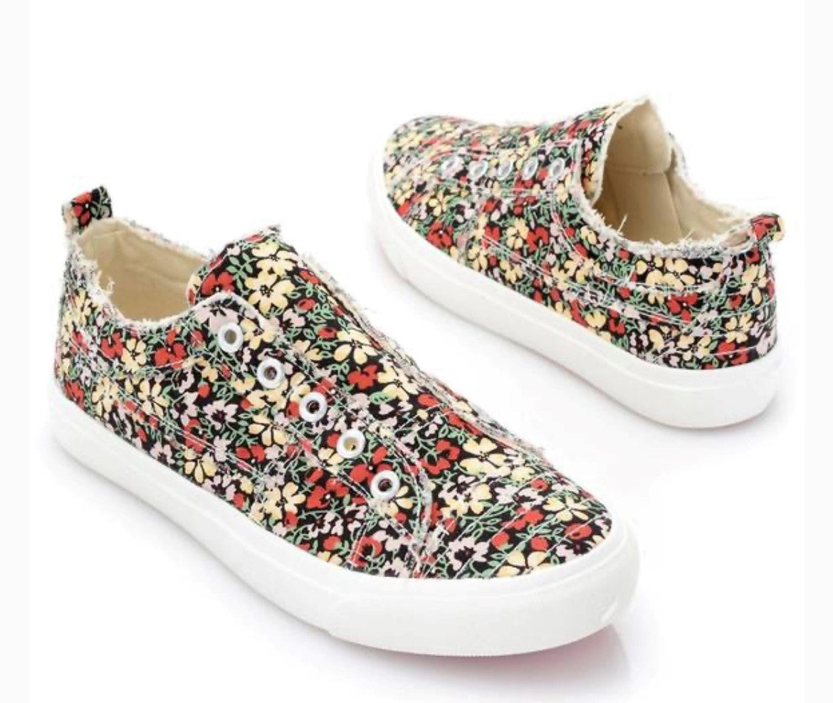 Corky's Babalu Black Floral Slip-on Sneaker-SALE ITEM-LAST 4