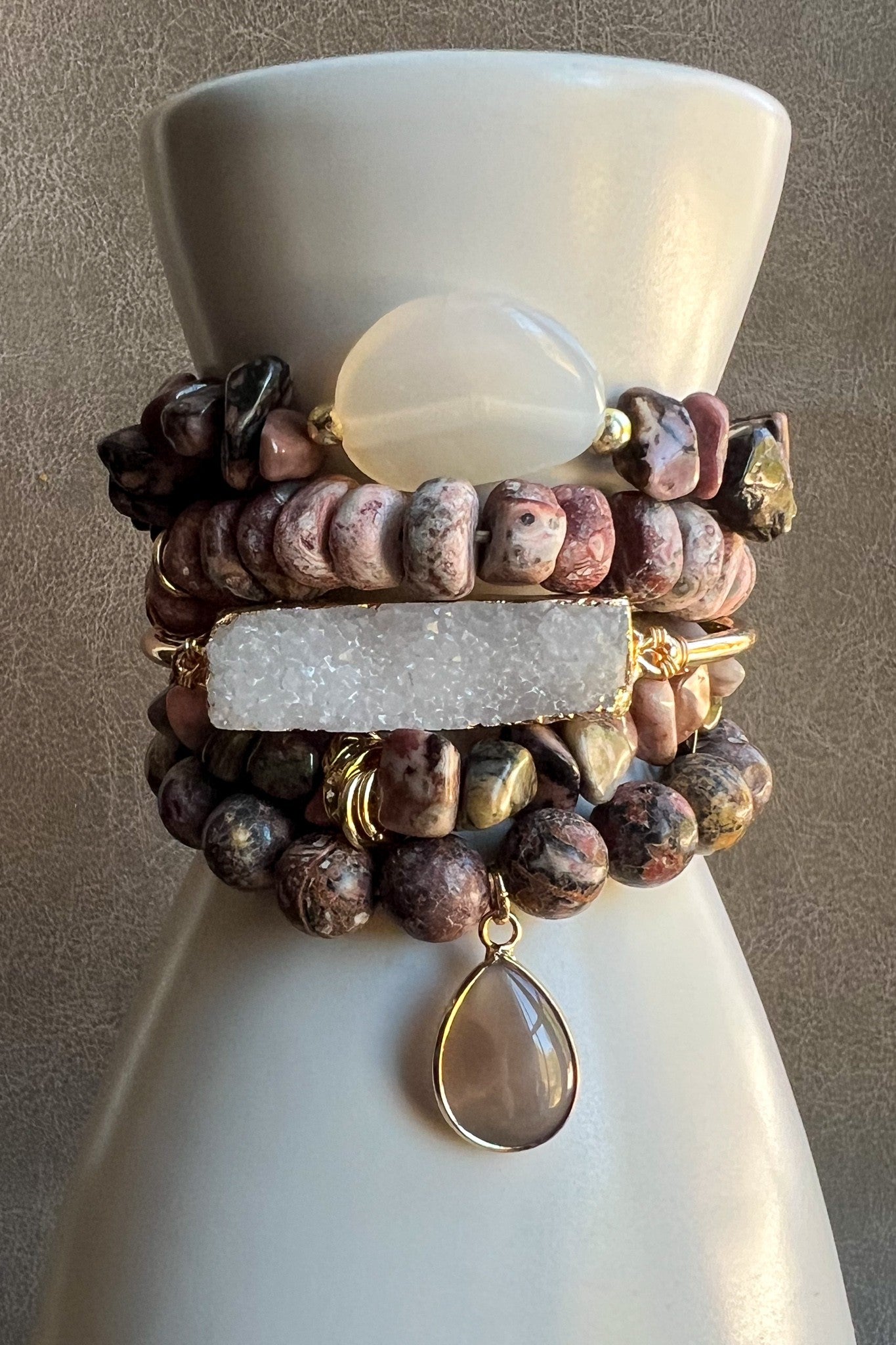 Elyse Bracelet Set Rhodonite