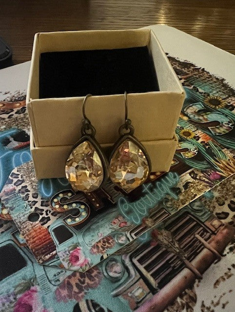 Shimmery Gold Crystal Earrings