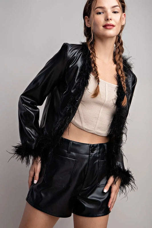 Ruffle Some Feathers Black Jacket