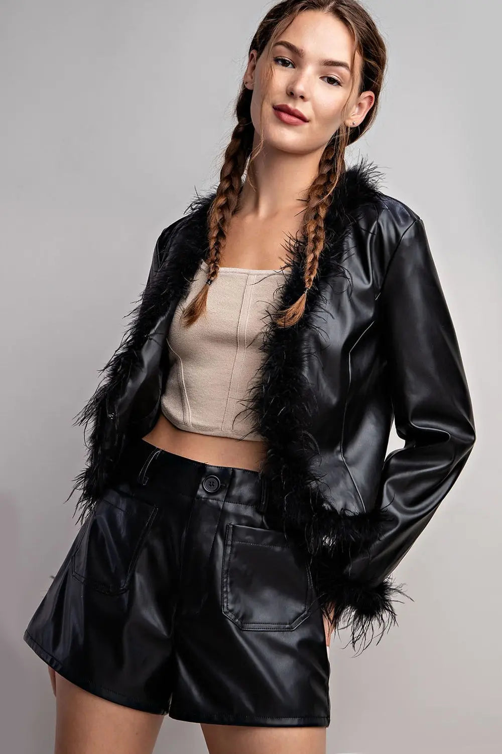 Ruffle Some Feathers Black Jacket