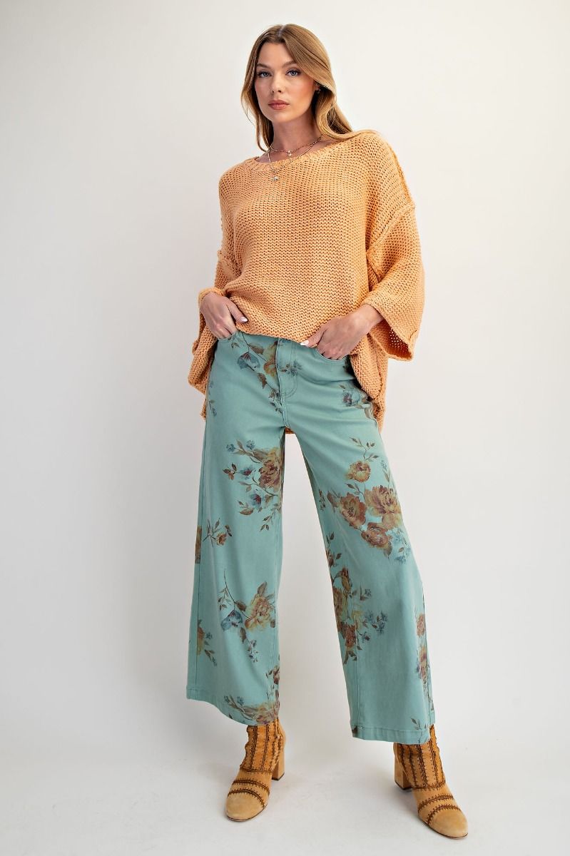 Easel's Everything Flower Print Pants