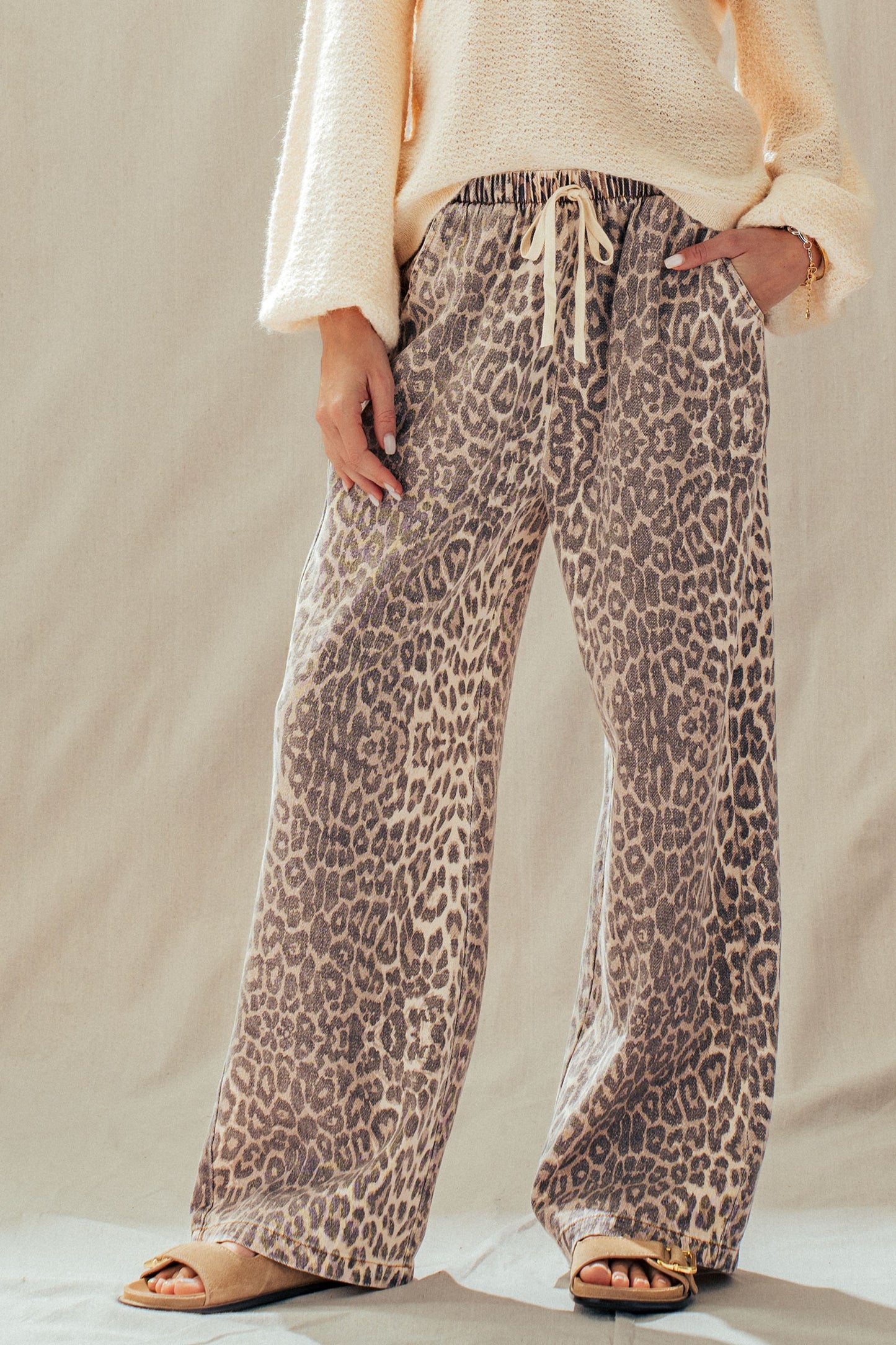 Urban Daisy Leopard Drawstring Jeans