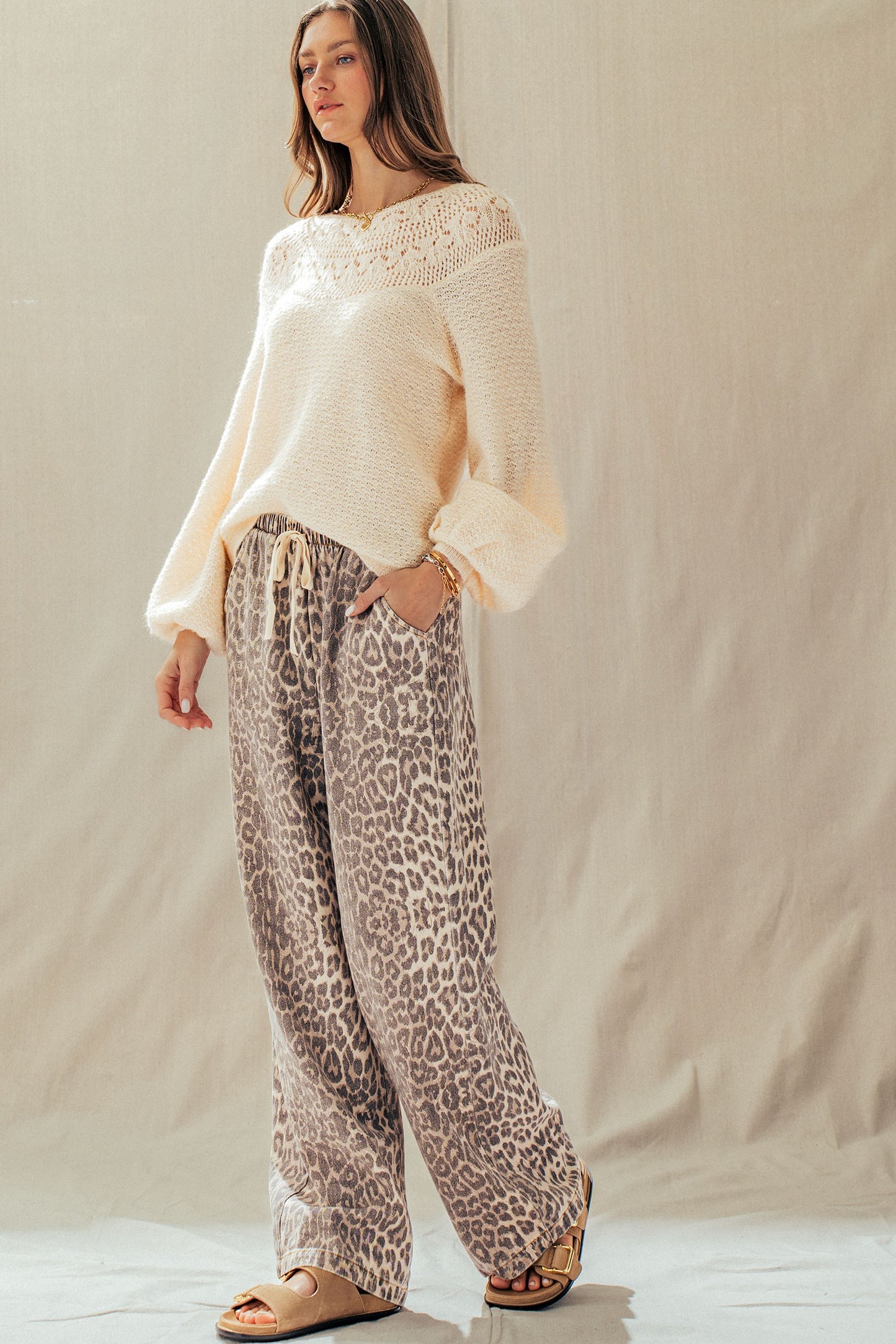 Urban Daisy Leopard Drawstring Jeans