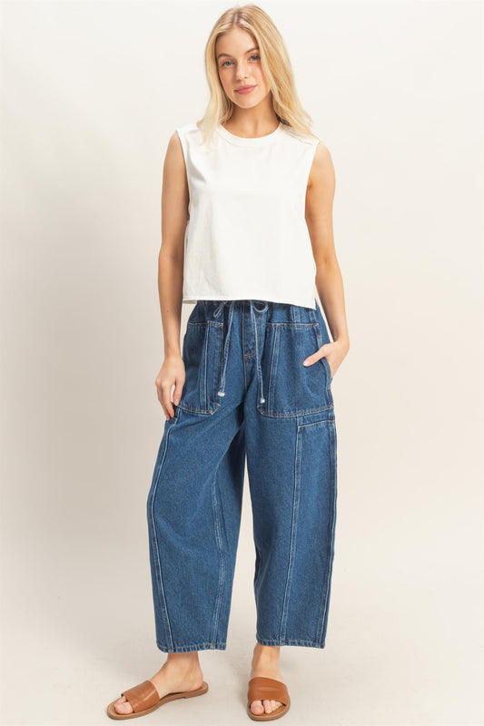 Cargo Wide Leg Barrel Jeans