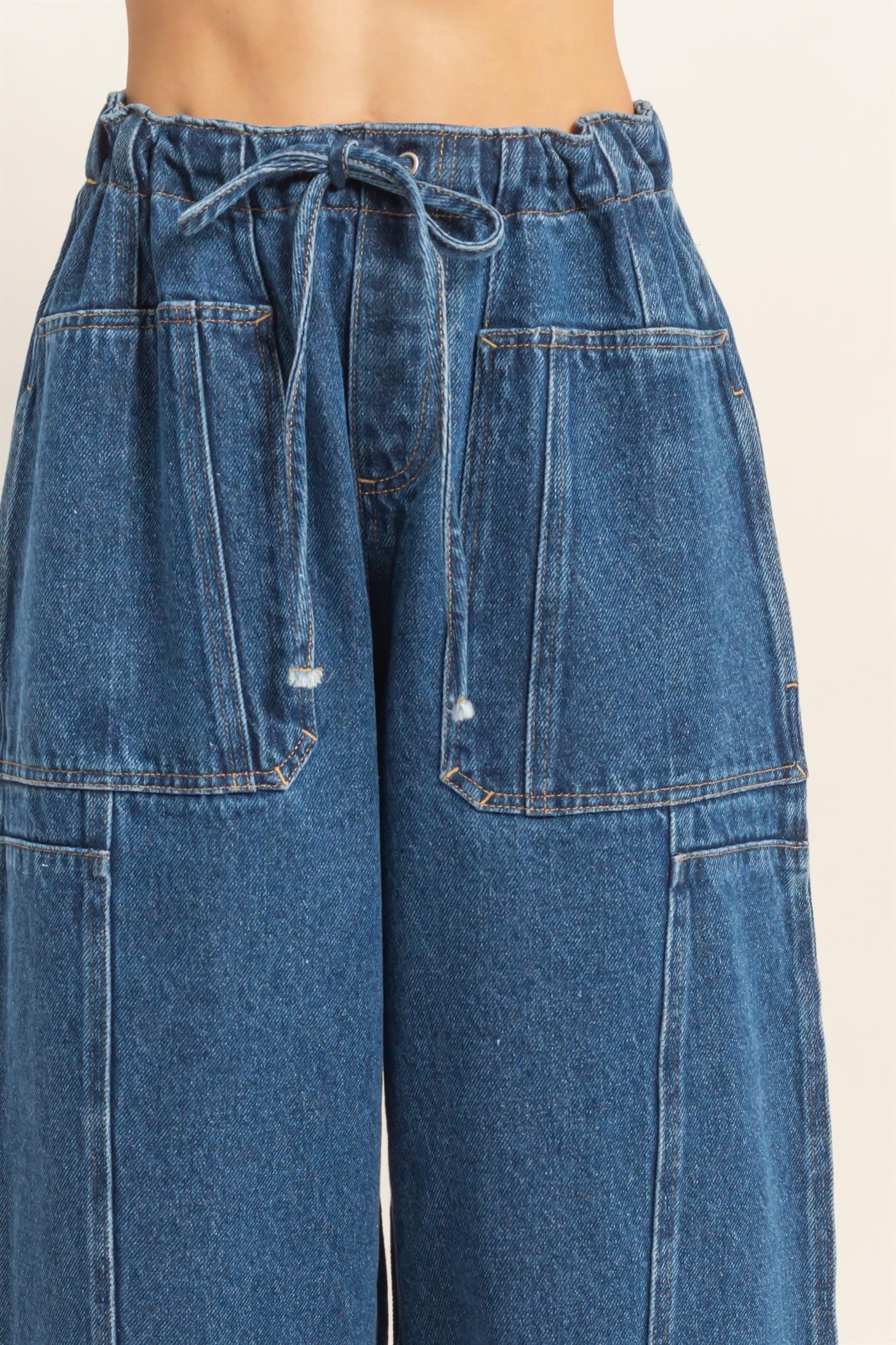 Cargo Wide Leg Barrel Jeans