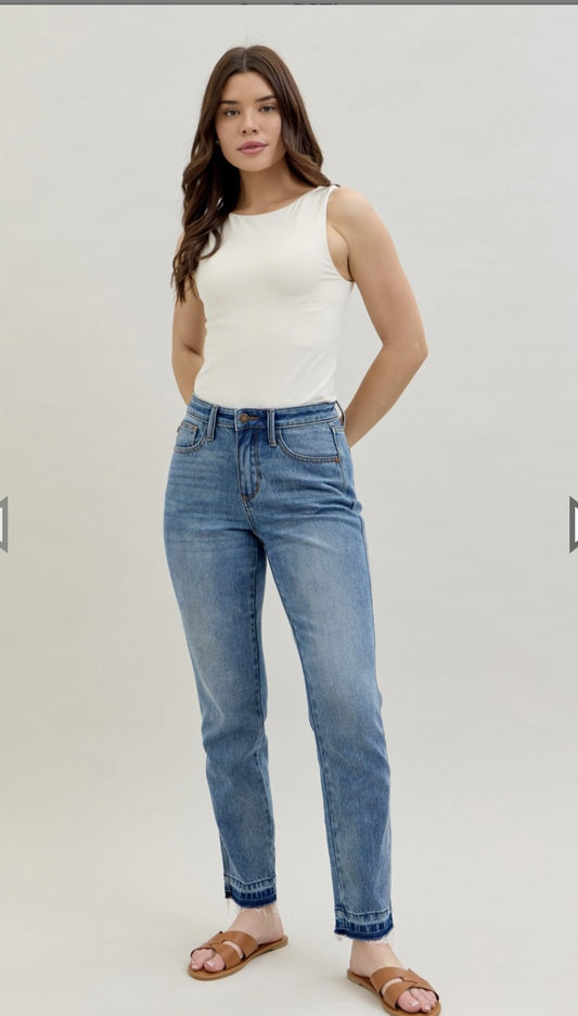 Judy Blue Midrise Magic Hem Release Jeans-JB MOST RESTOCKED JEAN!