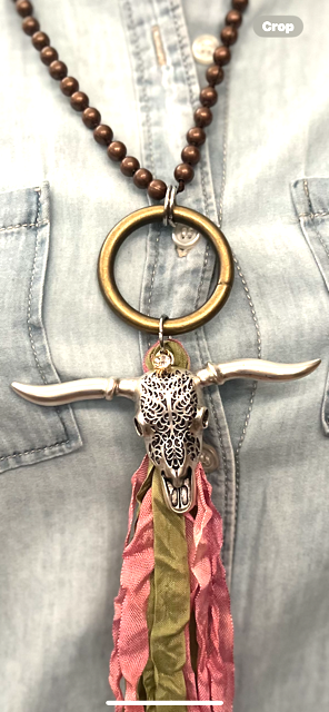 Cow Skull Tri-Metal Necklace