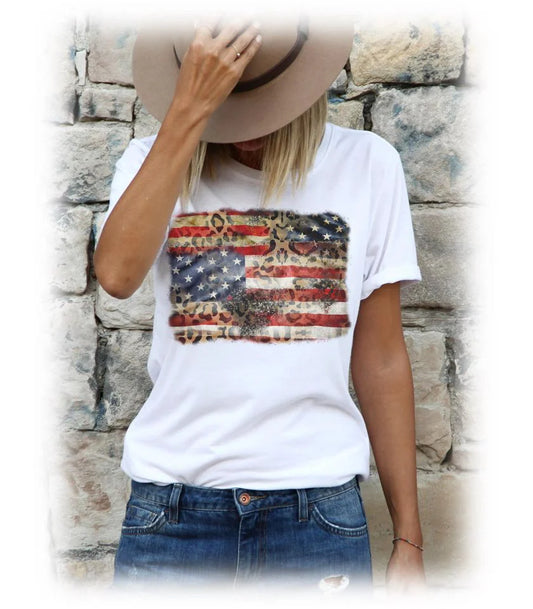 American Flag Cheetah T-Shirt