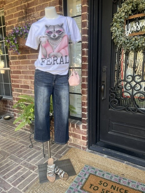 Feral Raccoon Pink Coat T-Shirt