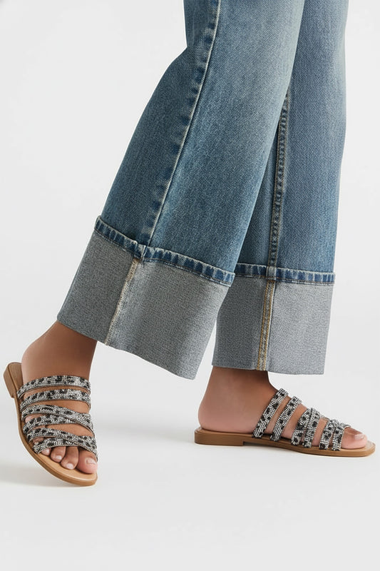 Jungle Rhinestone Strappy Sandal-Leopard