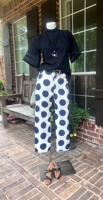 My Time Polka Dot Pants - Black & White Wide-Leg Pants