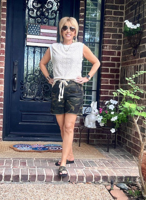 Camo Shorts with Drawstring
