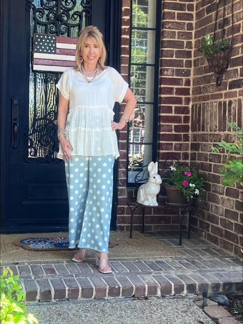 Jesse's Girl - Blue and White Polka Dot Jeans
