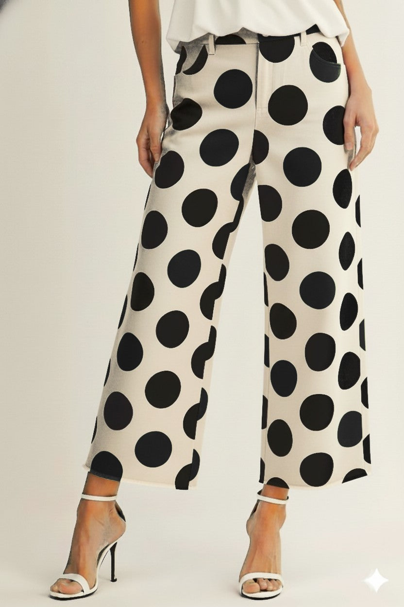 My Time Polka Dot Pants - Black & White Wide-Leg Pants