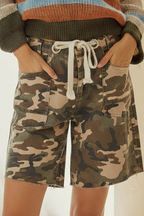 Camo Shorts with Drawstring