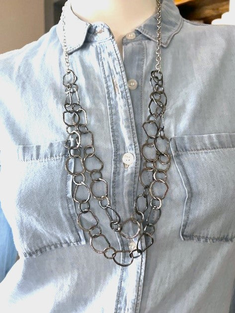 Silver Two Chain Necklace