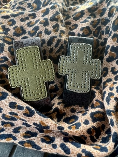 Cross Cuff Bracelet-Black or Brown-RESTOCKED!