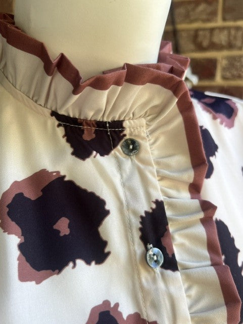Plain Jane Ruffle Sleeve Animal Print Top