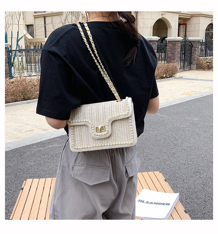 Straw and Pearl Handbag