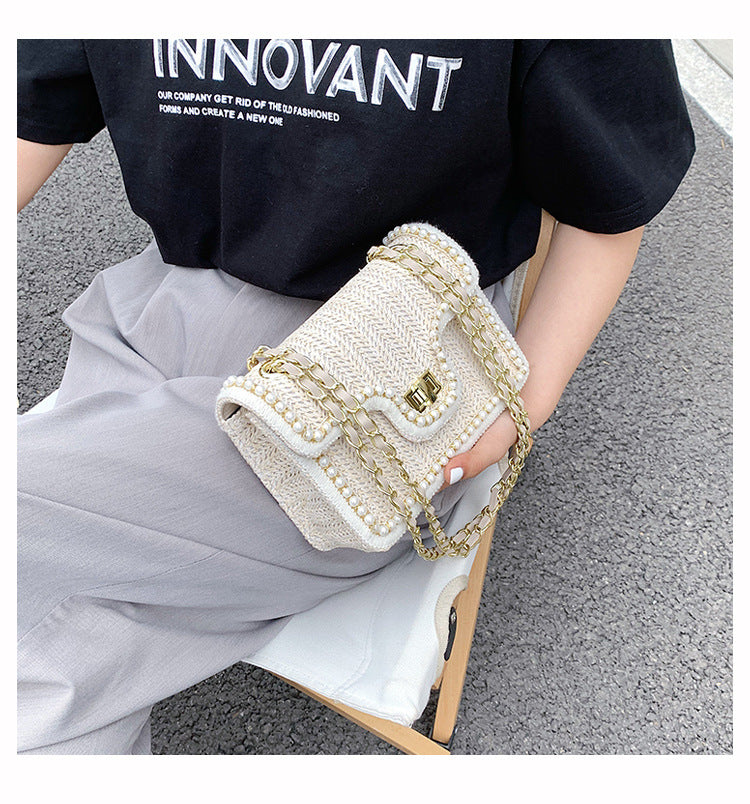 Straw and Pearl Handbag