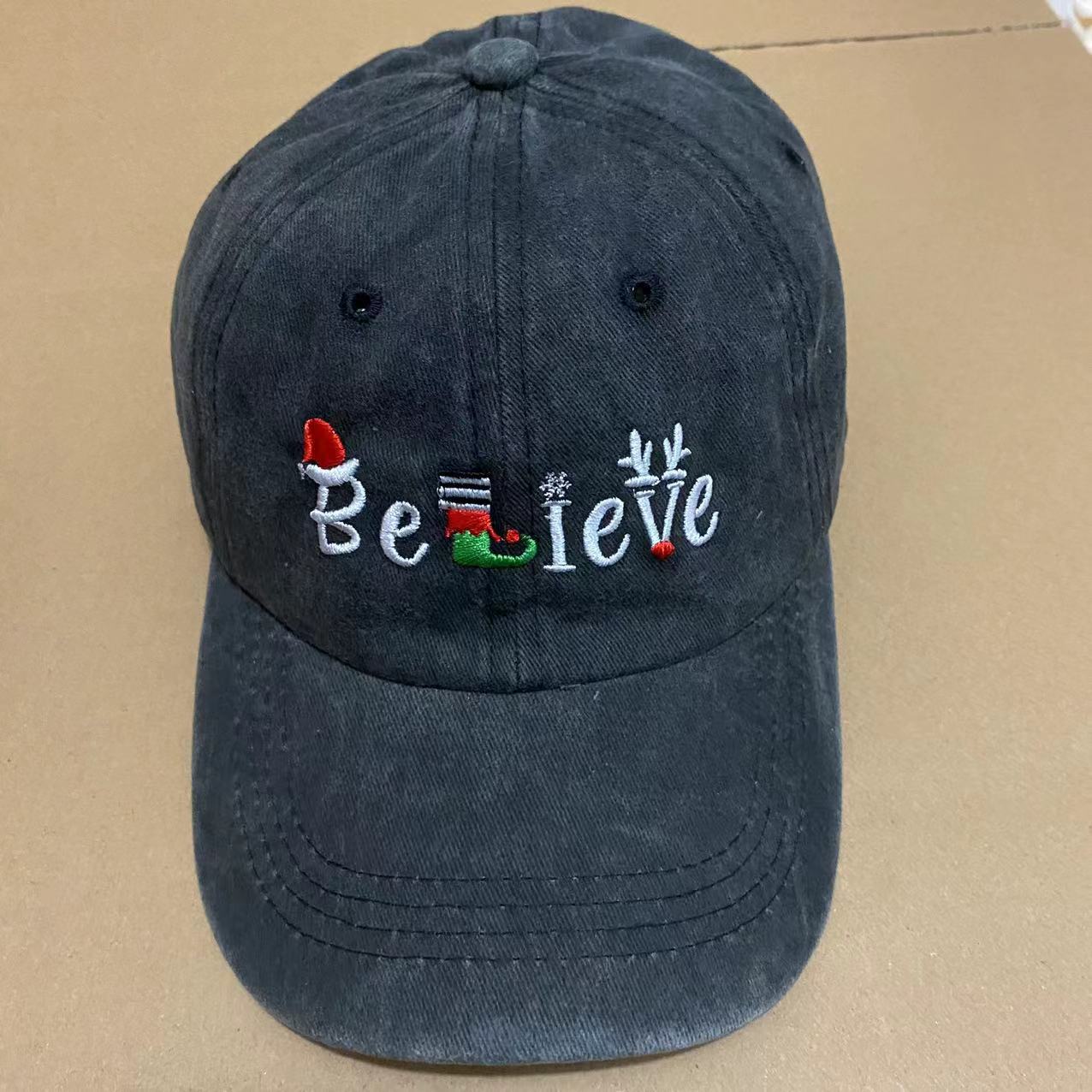 Christmas Believe Baseball Cap-Black