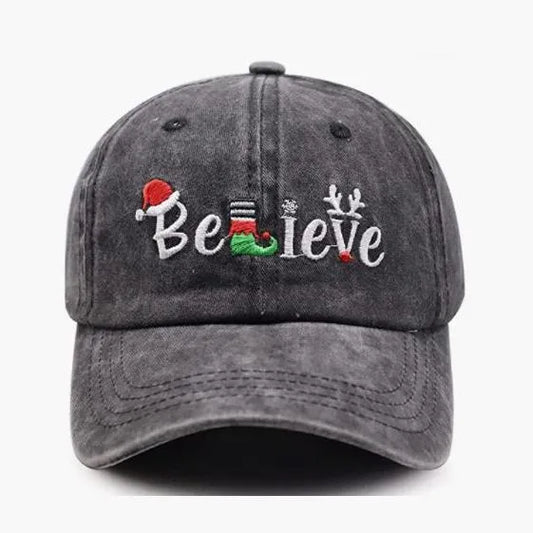 Christmas Believe Baseball Cap-Black