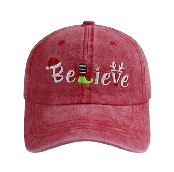 Christmas Believe-Cap-Red