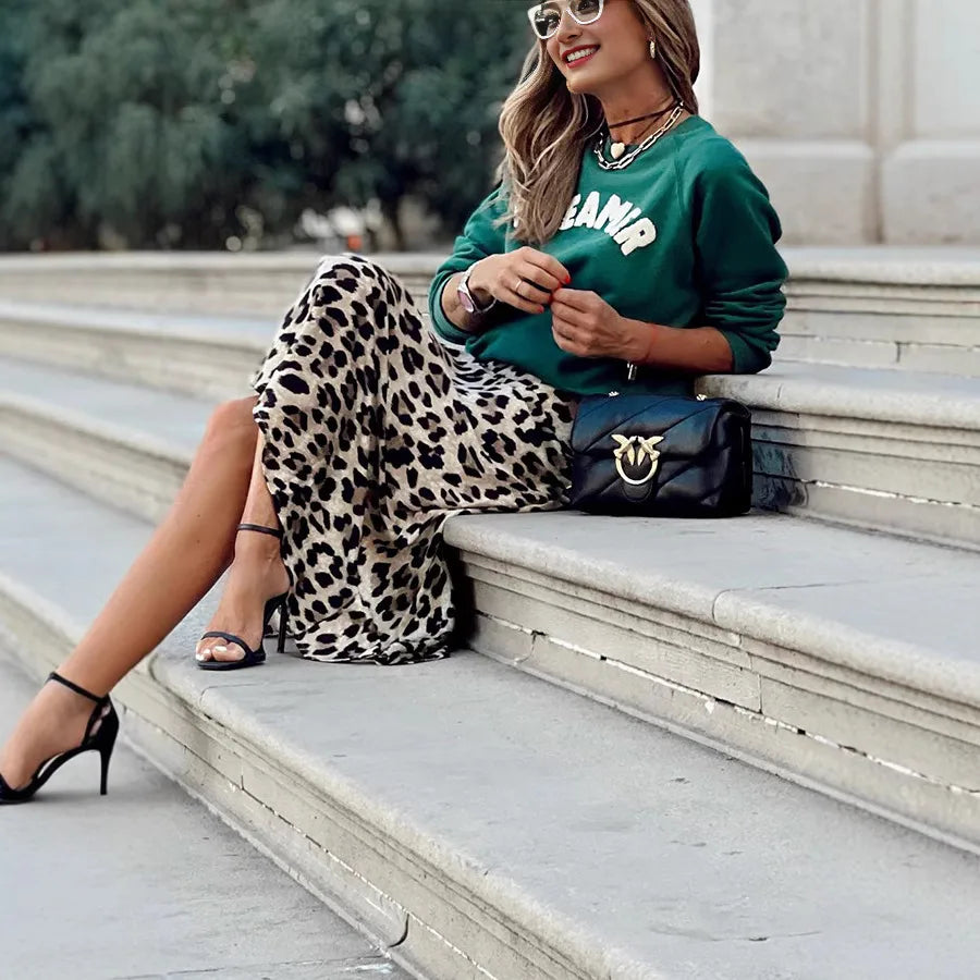 Going Places Leopard Skirt-Black