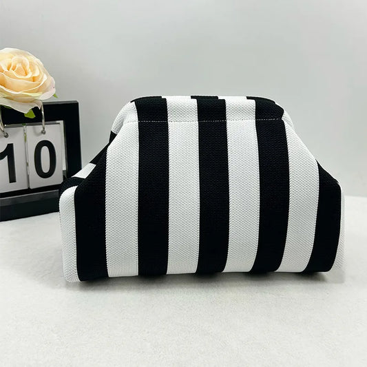 Black and White Striped Clutch