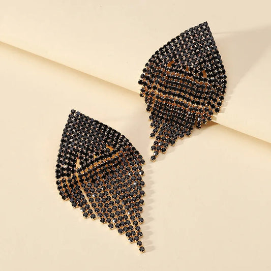 Black Rhinestone Drop Earrings