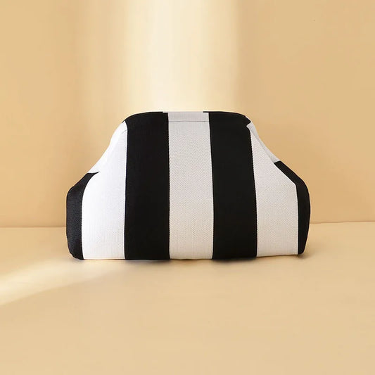 Black and White Striped Clutch-Wide Stripe