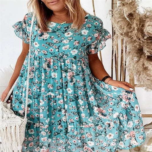 Maryjane Florals Dress-Blue