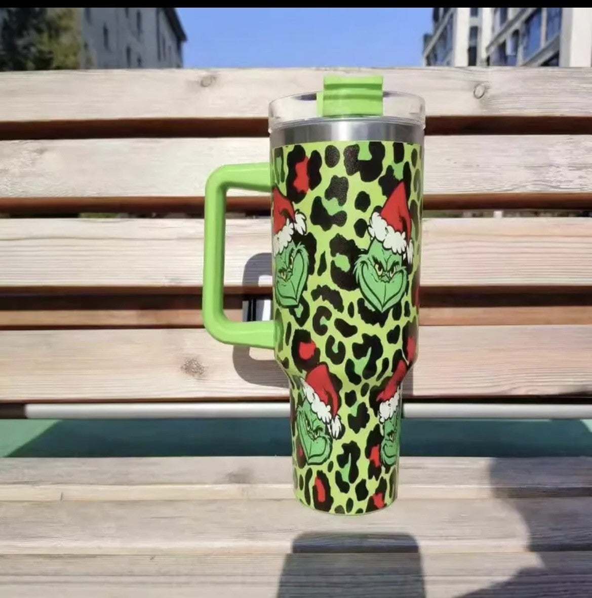 Grinch Leopard Print Stainless Steel Tumbler