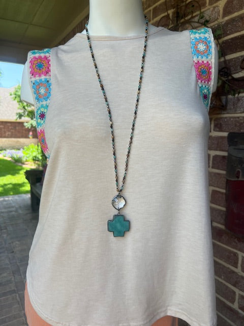 Amazonite Cross Necklace