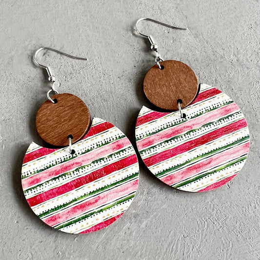 Christmas Ornament Striped Earrings