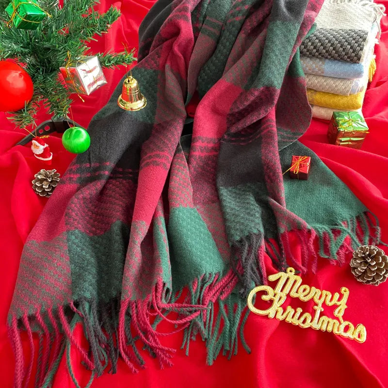 Green and Red Plaid Scarf