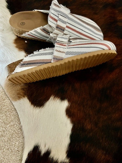 Andee's Retro Cloth Mules-Striped