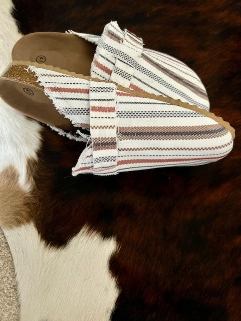 Andee's Retro Cloth Mules-Striped