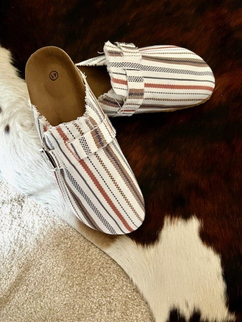 Andee's Retro Cloth Mules-Striped