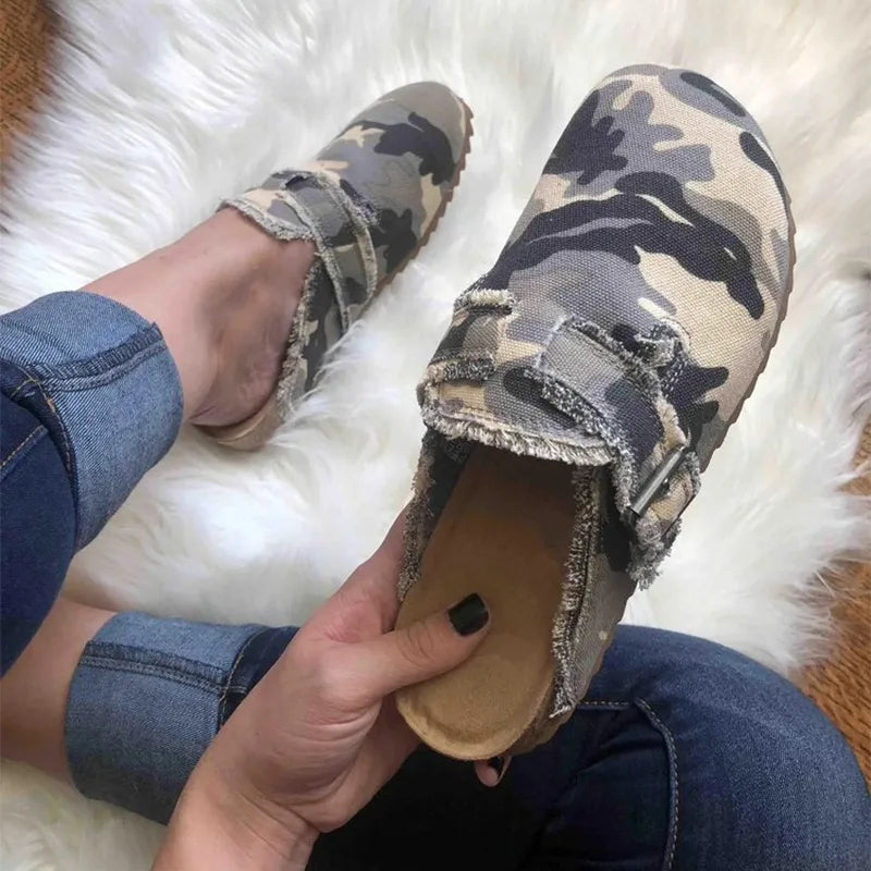 Andee's Retro Cloth Mules-Camo