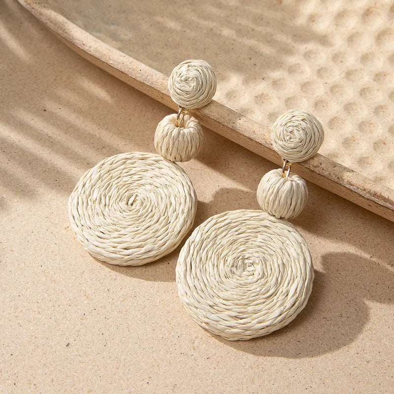 Beige Braided Earrings