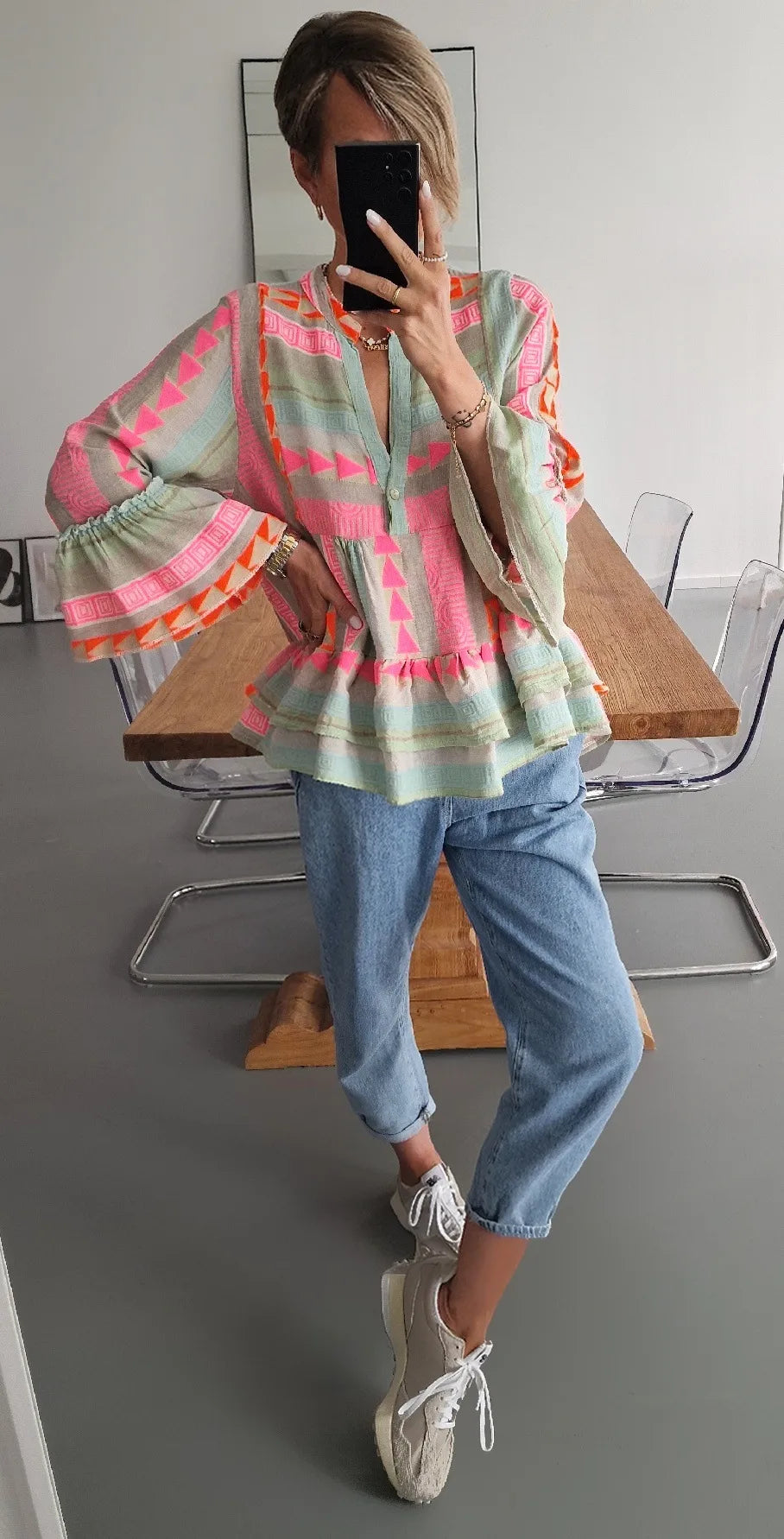 Edelweiss Top/ Multi Print Blouse