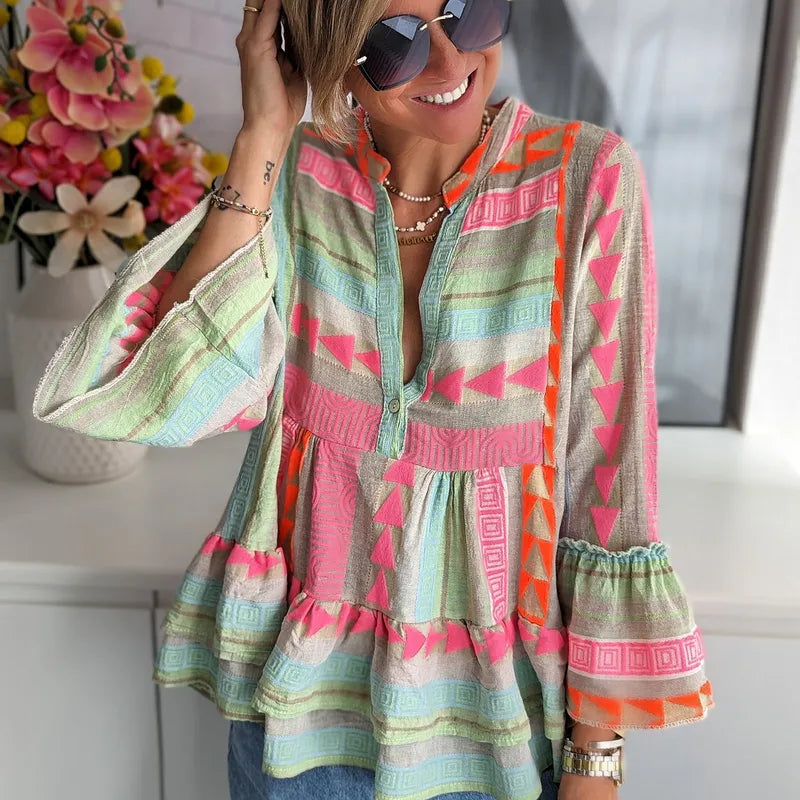 Edelweiss Top/ Multi Print Blouse