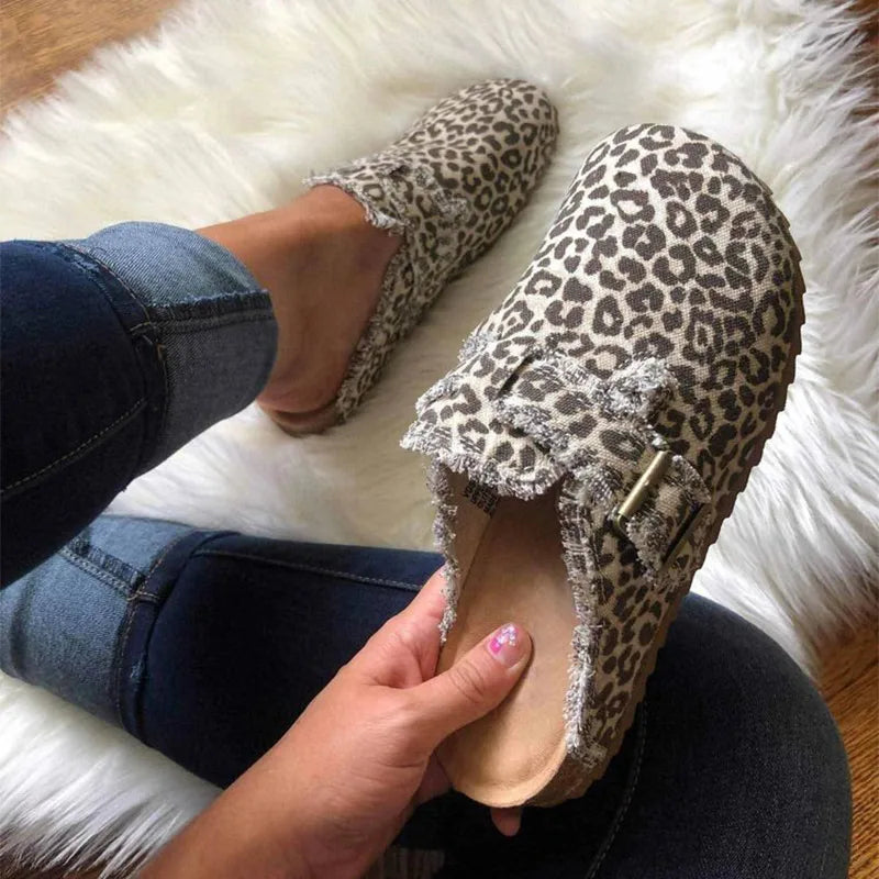 Andee's Retro Cloth Mules-Leopard