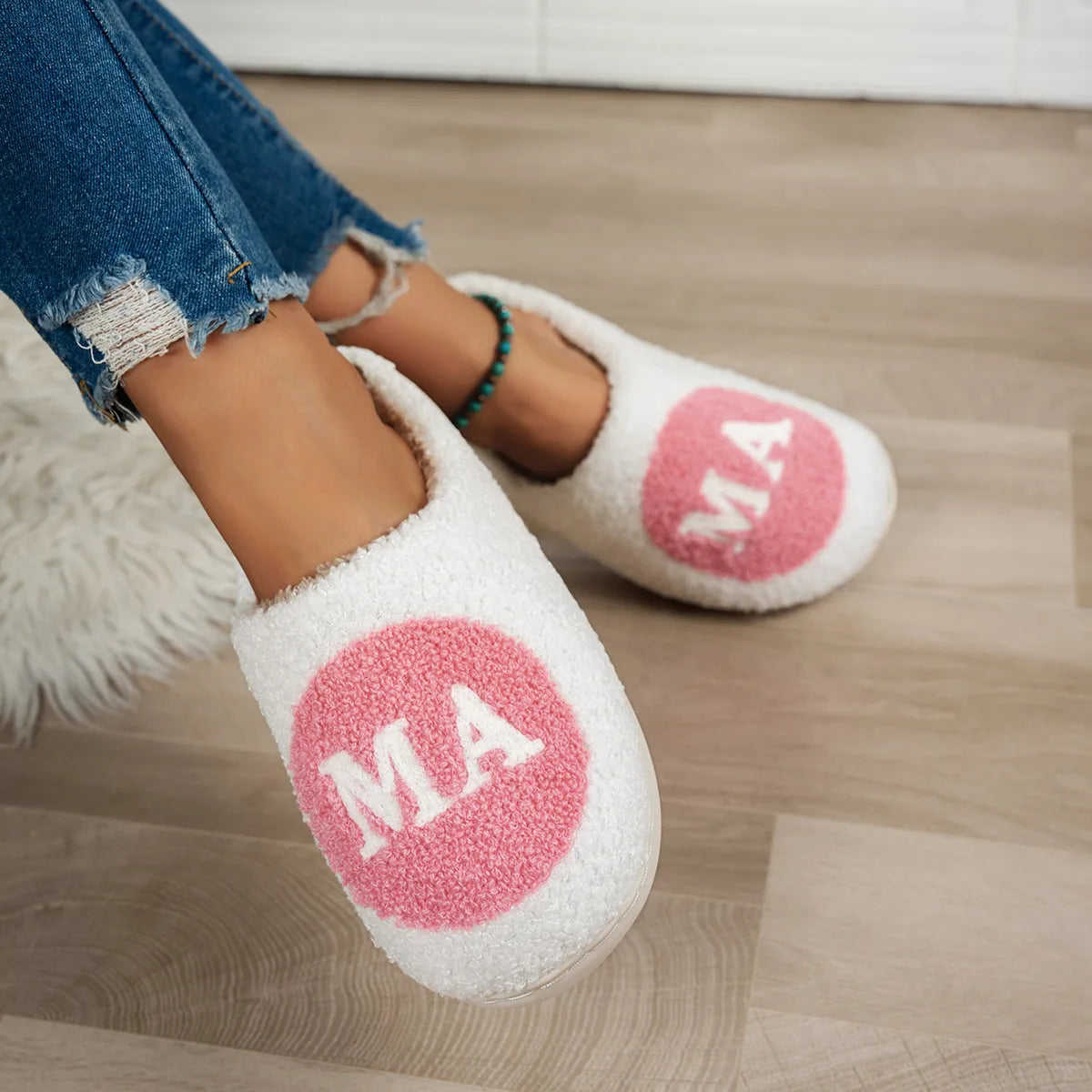 Mama Slippers-Pink Background