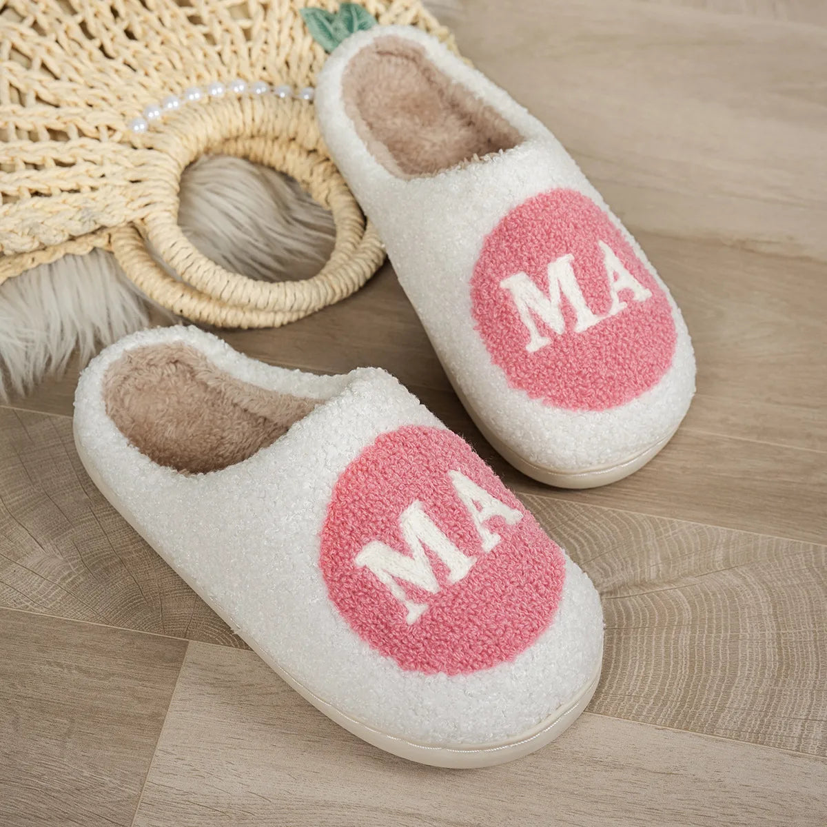 Mama Slippers-Pink Background