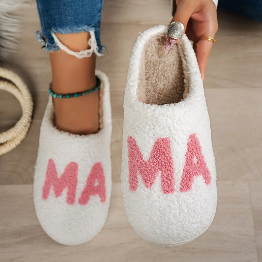 Mama Slippers-Pink Letters