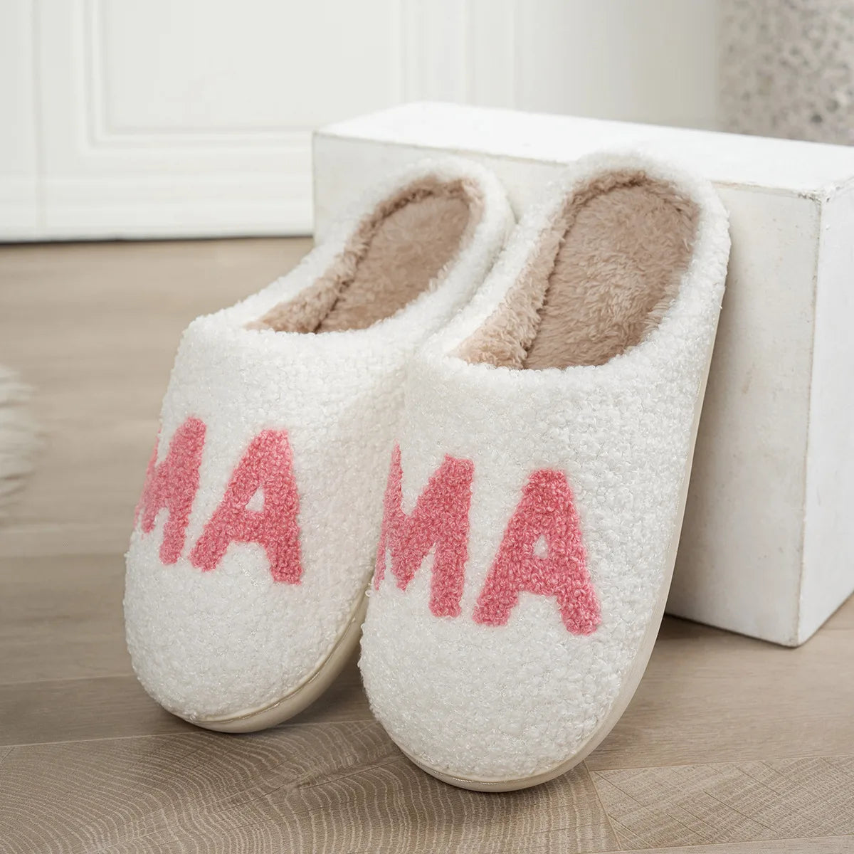 Mama Slippers-Pink Letters