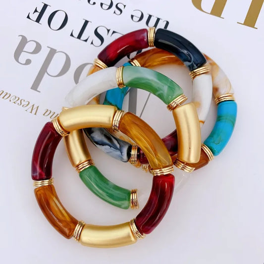 Multi-Color Acrylic Bamboo Bracelets